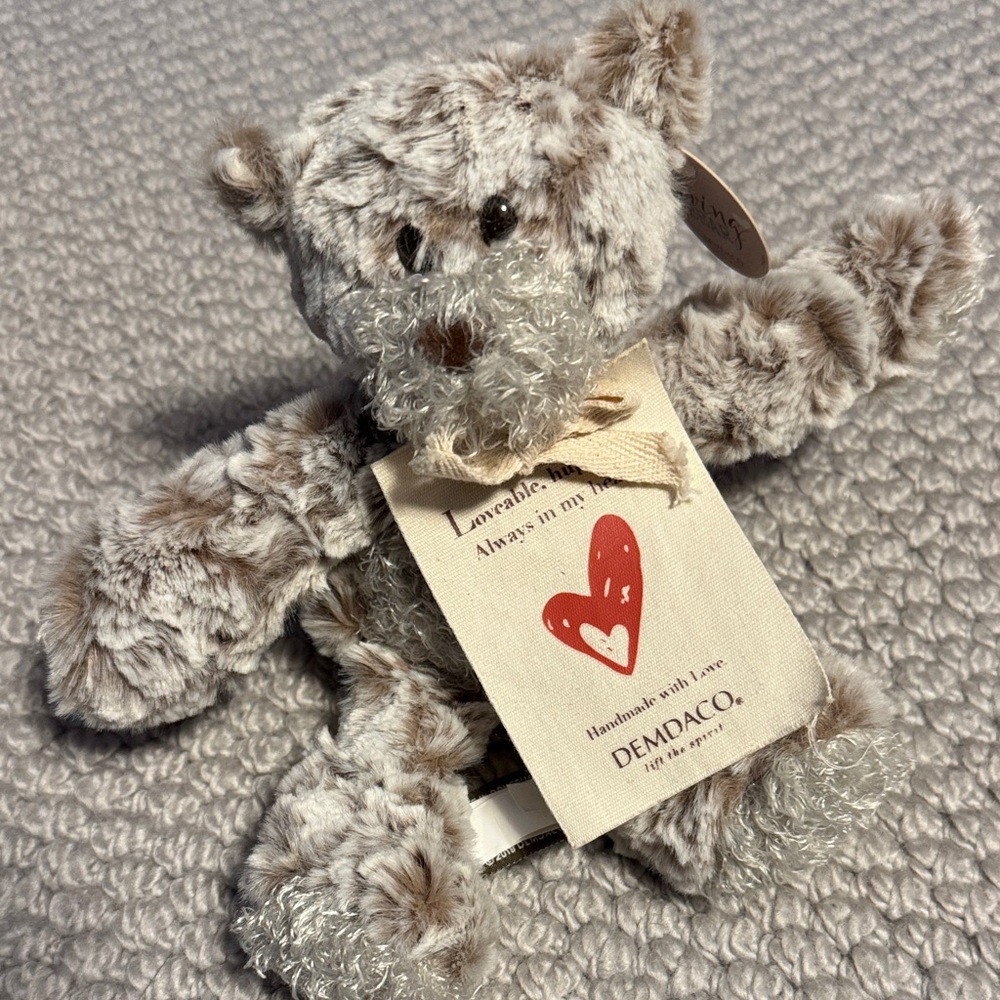 Demdaco Furry Gray and Brown Teddy Bear